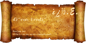Áron Ernő névjegykártya
